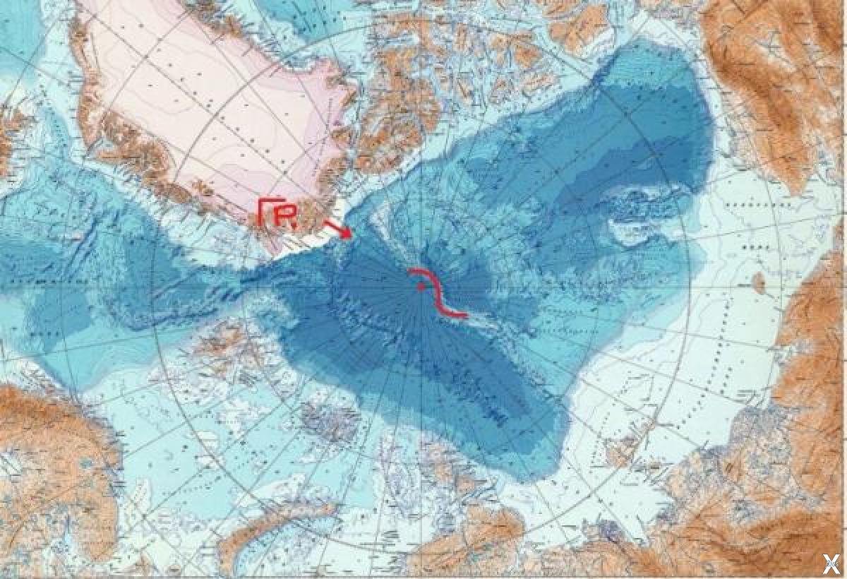 Физическая карта северного ледовитого океана