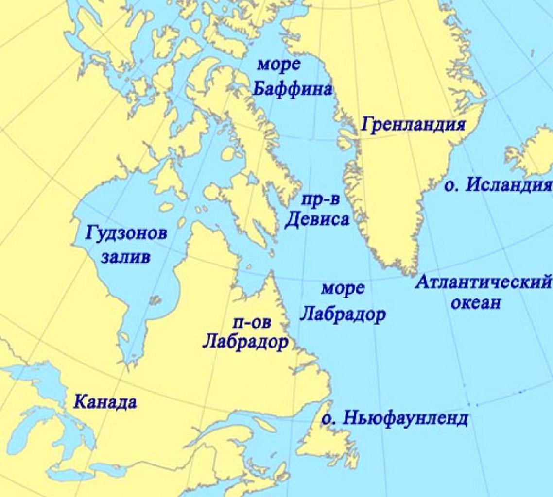 Лабрадор полуостров на карте Атлантического океана