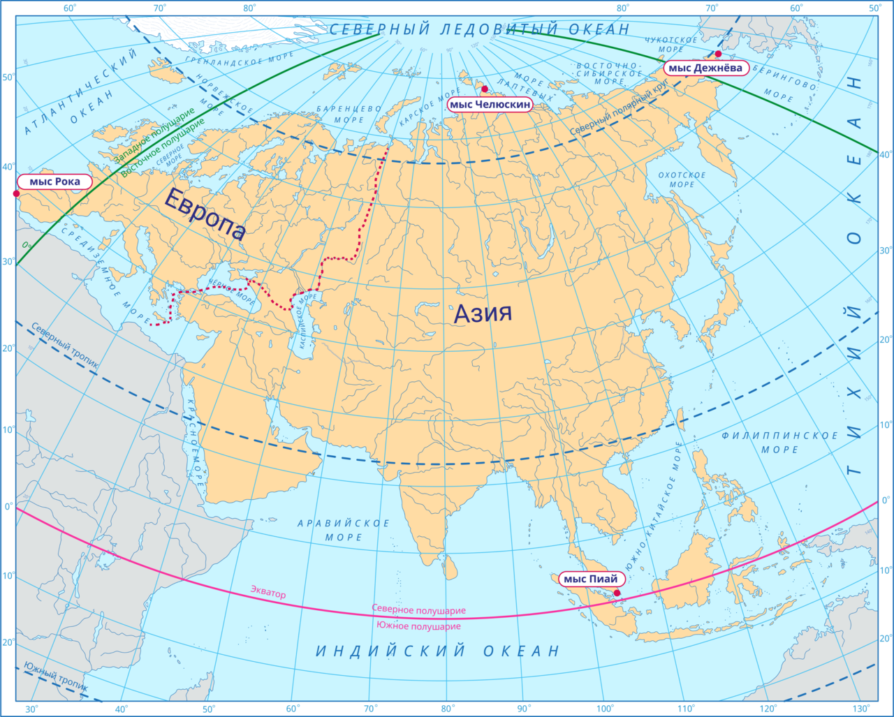 Карта Евразии. Материк Евразия на карте. Карта Евразии географическая. Начальный меридиан делит территорию евразии примерно пополам