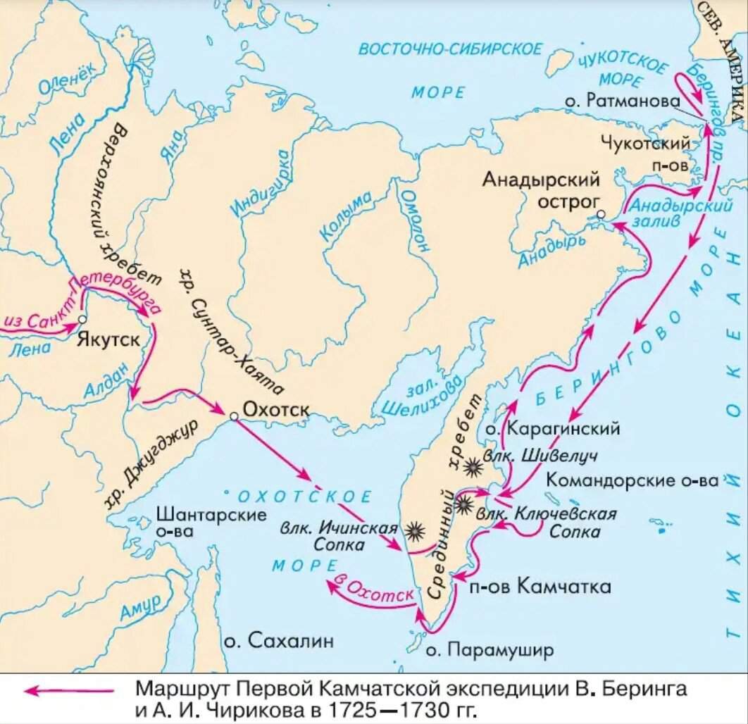 От балтийских берегов до берингова. 1725 – 1730 Первая Камчатская Экспедиция в. Беринга. Витус Беринг 1 Камчатская Экспедиция. Первая Экспедиция на Камчатку Витуса Беринга. Карта 1 экспедиции Витуса Беринга.