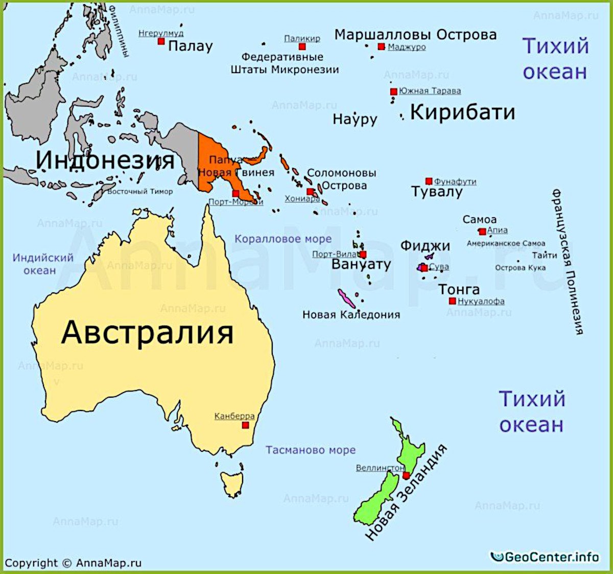 Остров Таити на карте Австралии