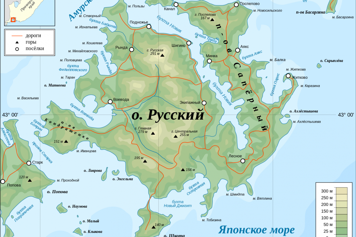 Острова на карте. Японское море остров русский. Карта русского острова Владивосток. Остров бухта.
