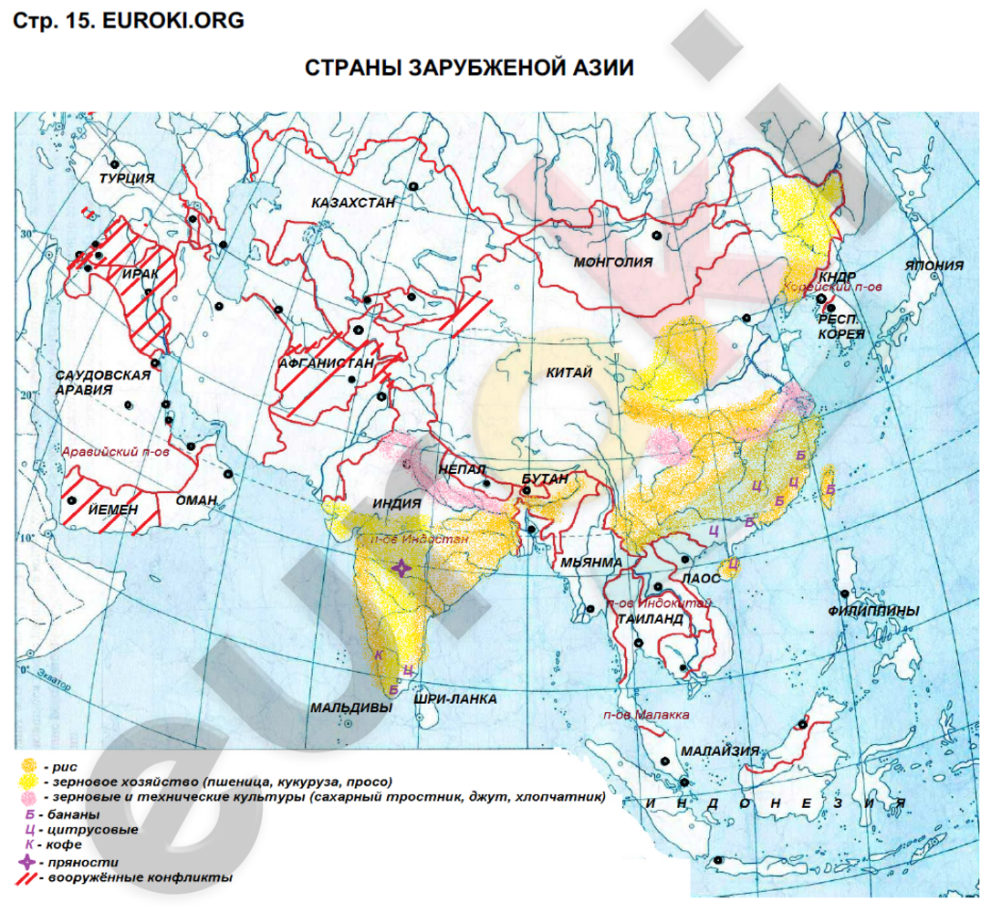 Заливы евразии на контурной карте
