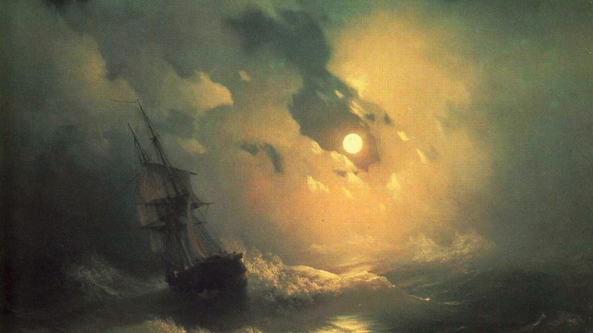 Штиль буря. Айвазовский буря на море ночью 1849.