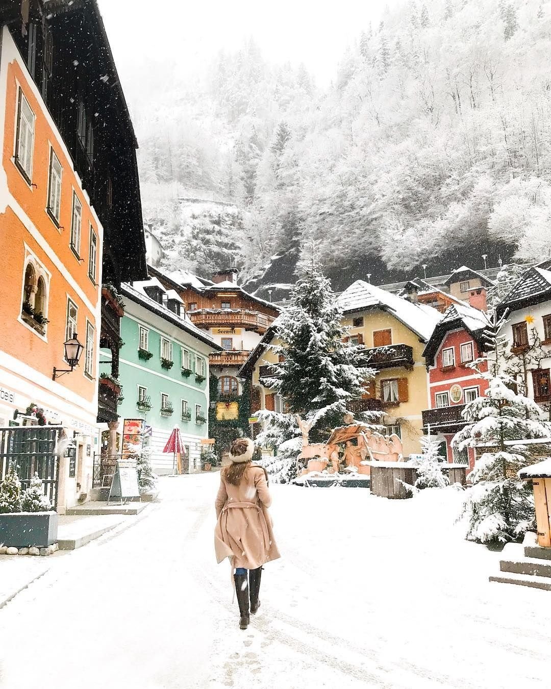 Австрия Эстетика Hallstatt зима