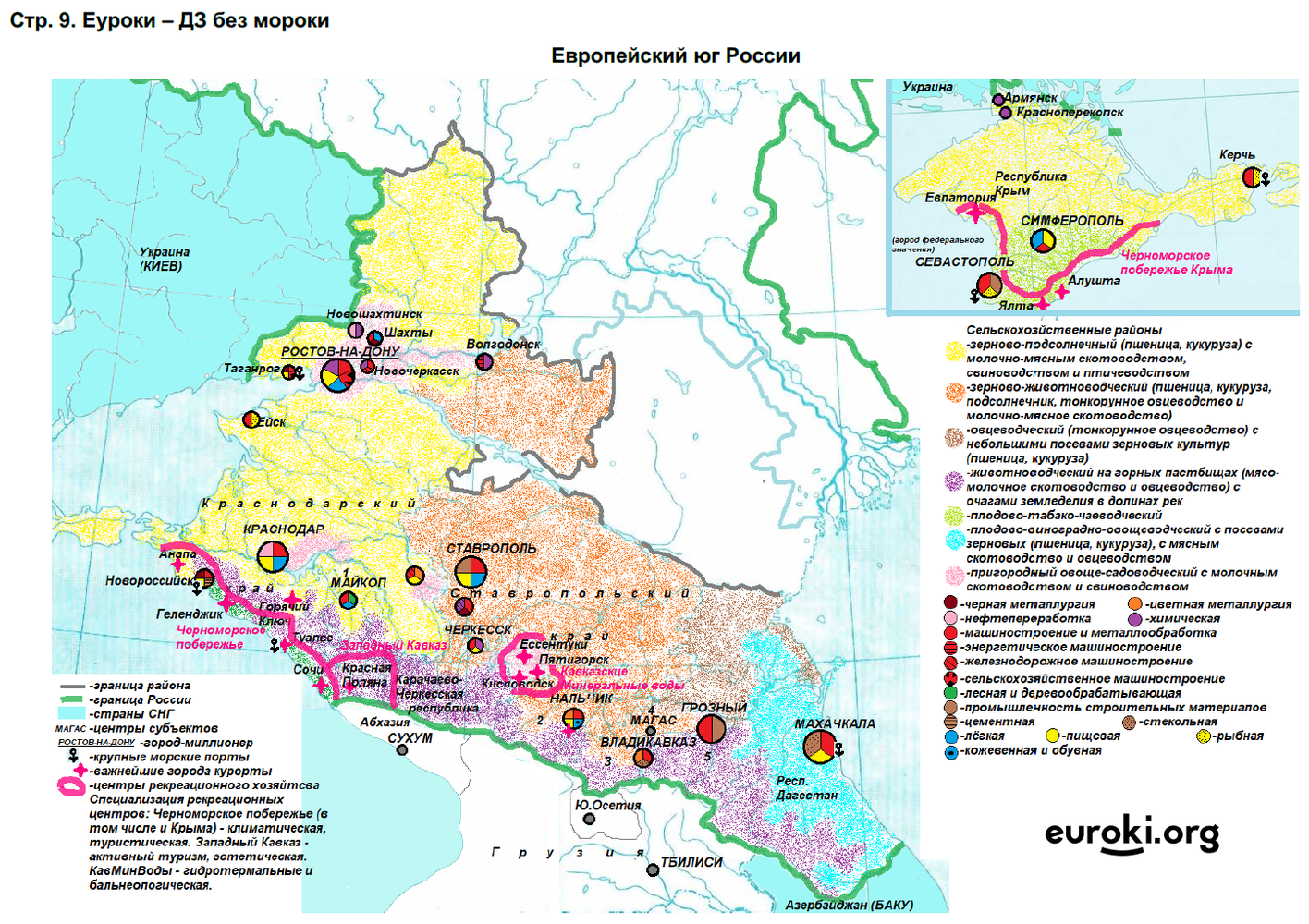 Европейский Юг география 9 класс контурная карта. Города порты кавказа