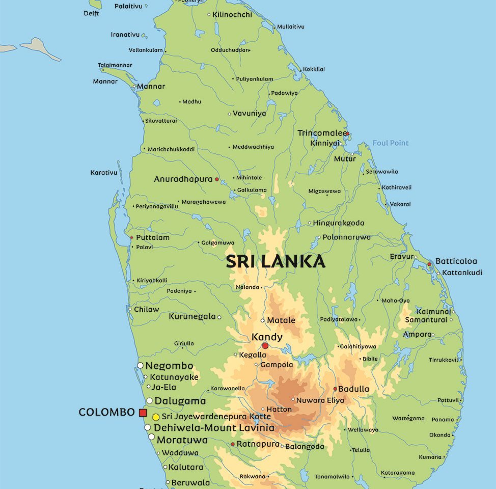 Карта шри ланки на русском языке с городами подробная