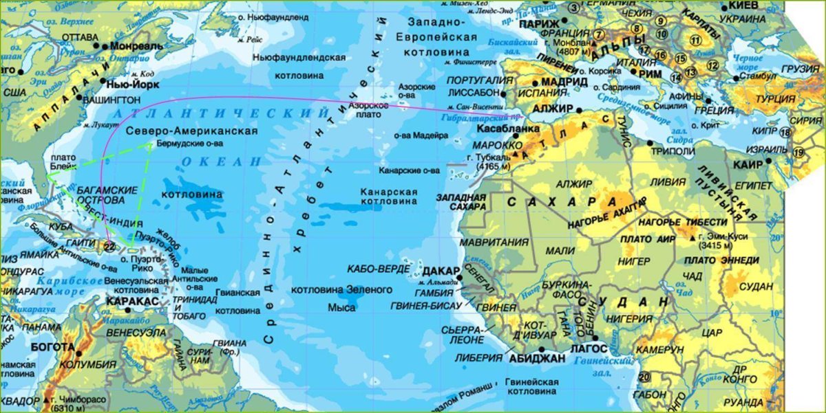 Моря заливы проливы Атлантического океана