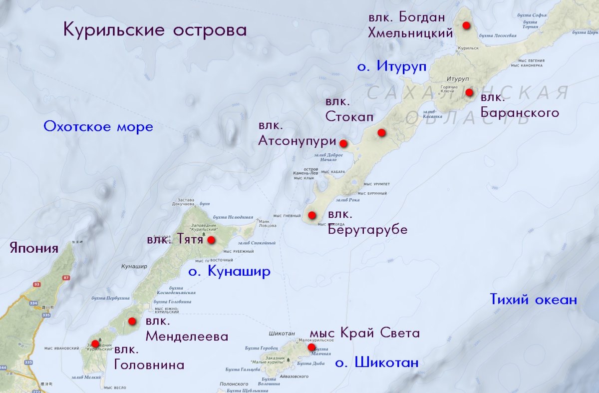Моря и океаны омывающие Россию на карте
