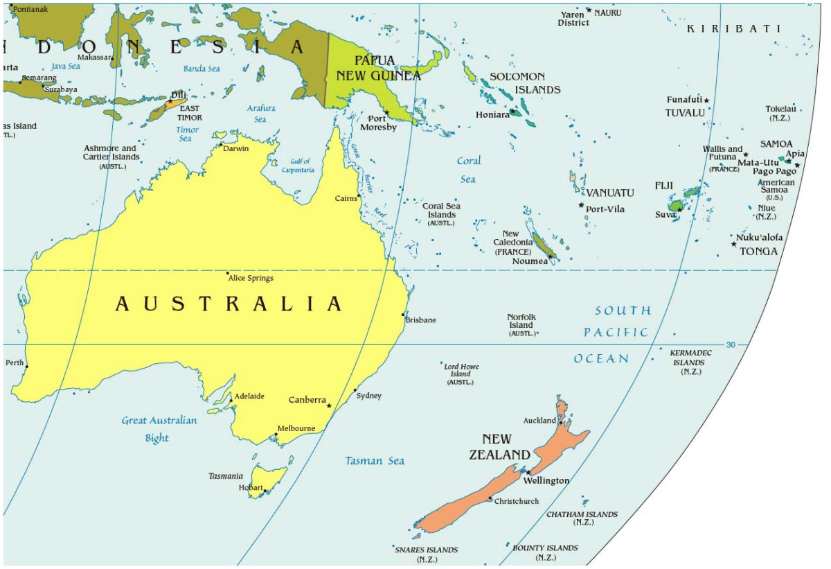 Остров принадлежащий австралии. Соломоновы острова на карте. Острова Австралии на карте. Острова рядом с Австралией. Политическая карта Австралии и Океании.