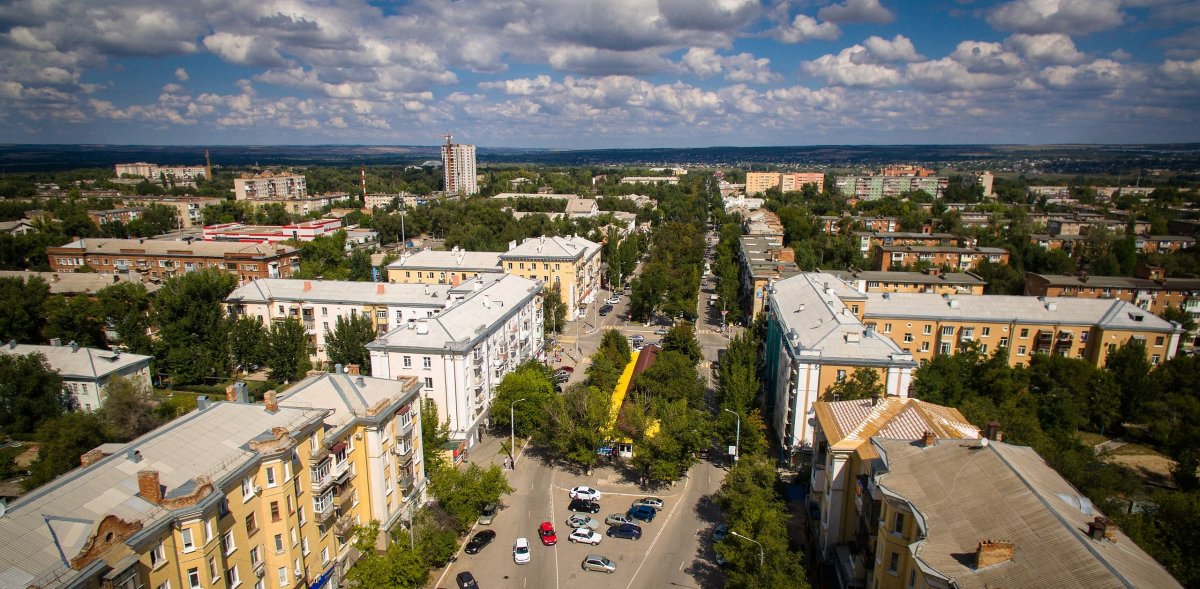 Каменск Шахтинский проспект Карла Маркса с высоты птичьего полета
