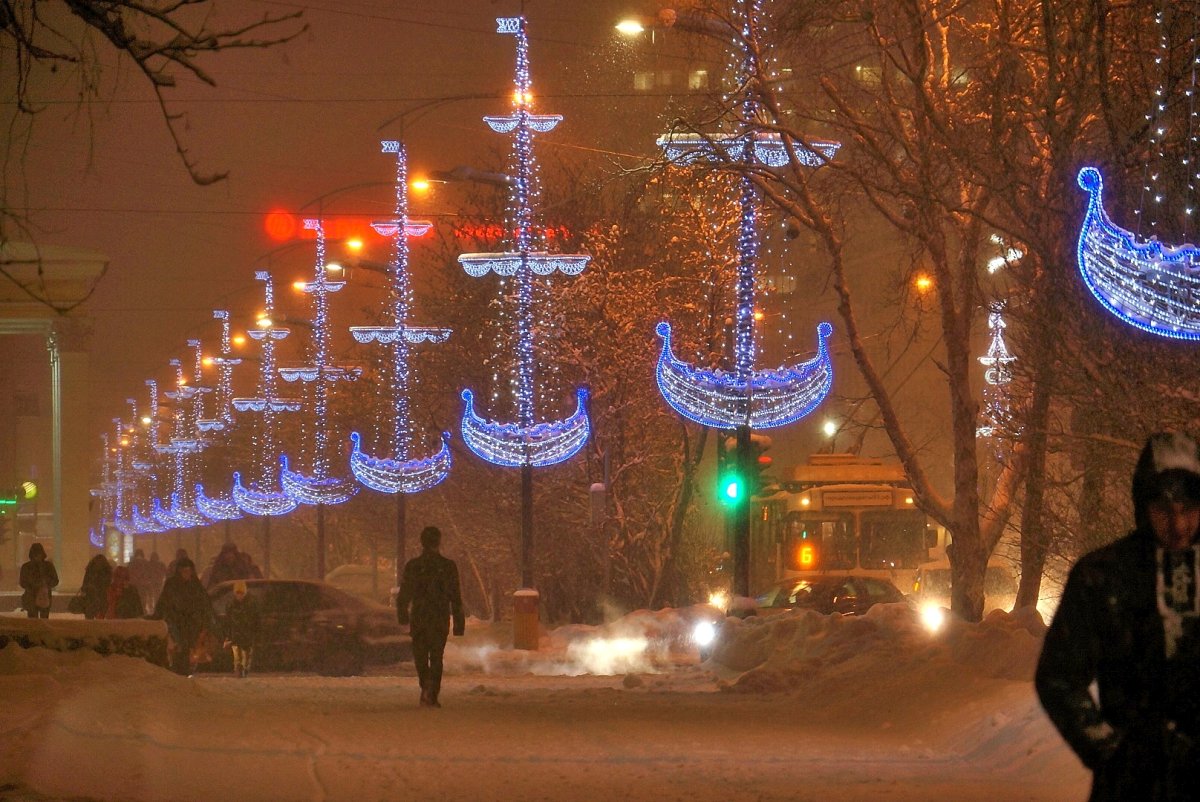 Мурманск проспект Ленина зимой