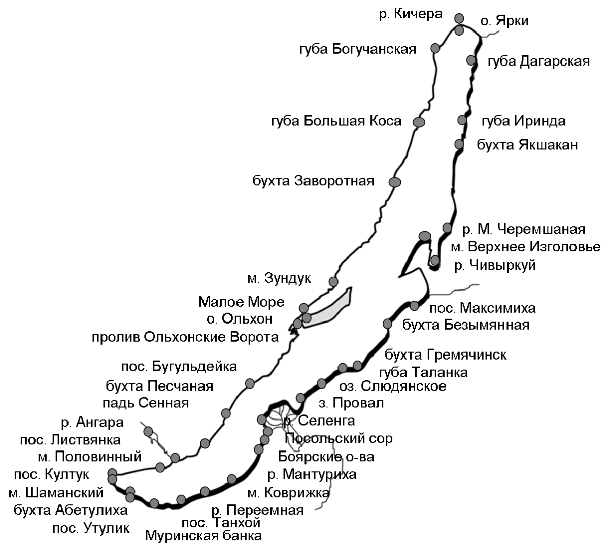 Байкал карта название мысов. Озеро Байкал на карте схема. Байкал и окрестности карта. Байкал бухты и заливы карта. Бухты Байкала на карте.