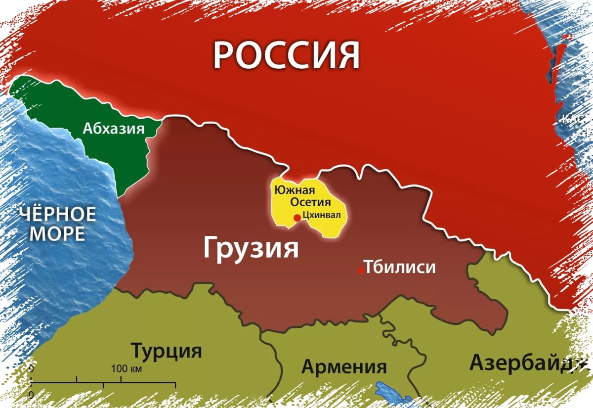 Граница России и Грузии на карте