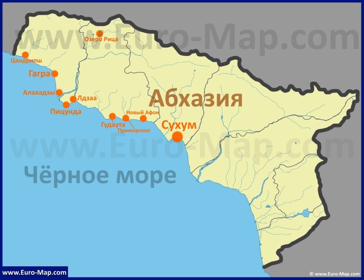 Цандрипш Абхазия на карте