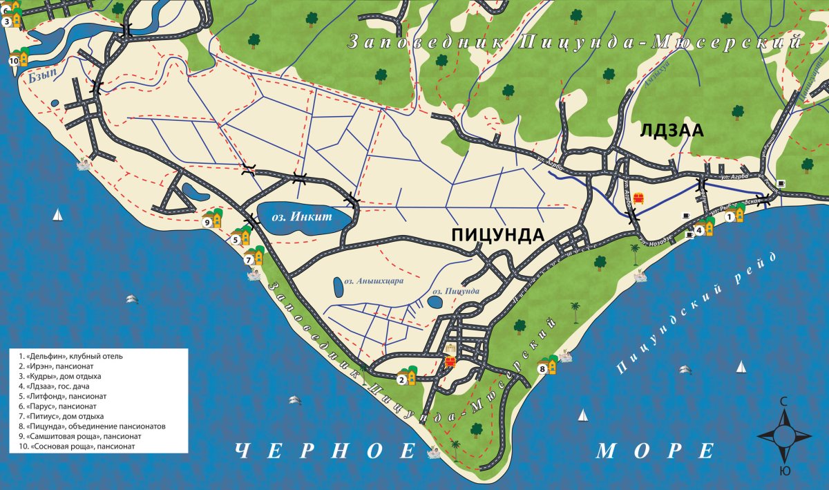 Пицунда Абхазия карта побережья