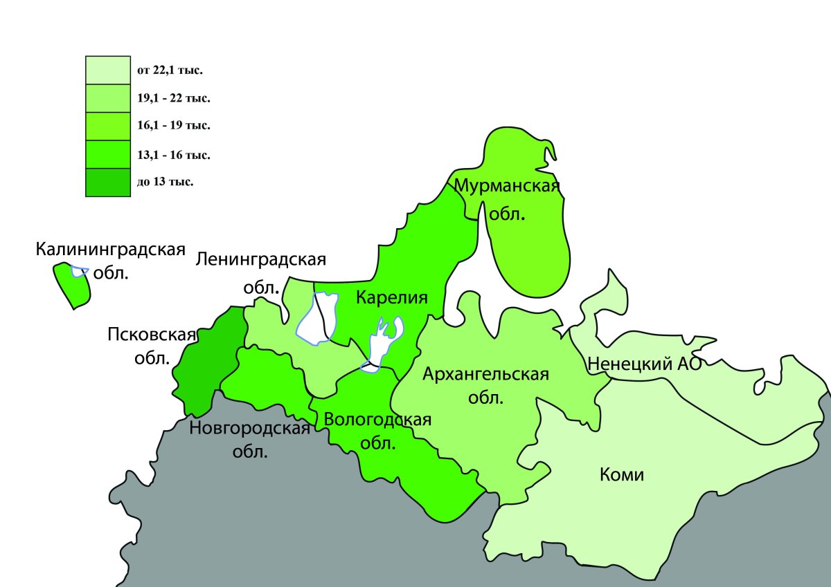 Карта северо западного федерального округа