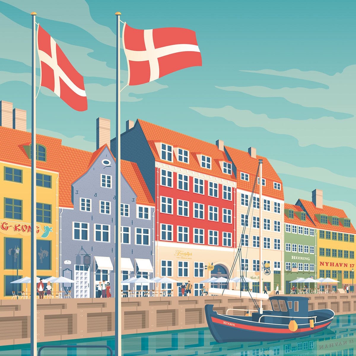 Плакат Копенгаген. Копенгаген иллюстрации. Плакаты Дании. Символ дании