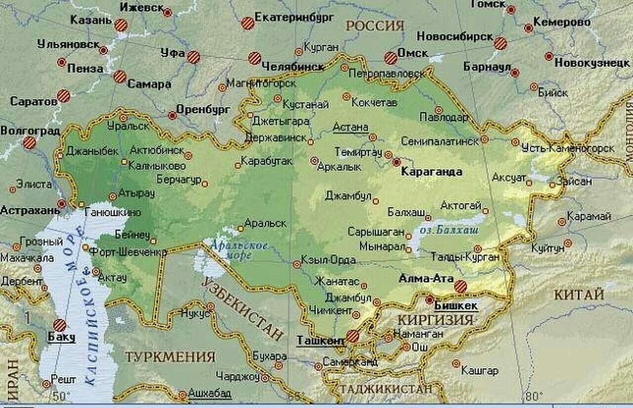 Казахстан это какая страна. Казахстан на карте России границы. Карта границы России и Казахстана с городами. Границы Казахстана на карте. Карта России граничащая с Казахстаном.