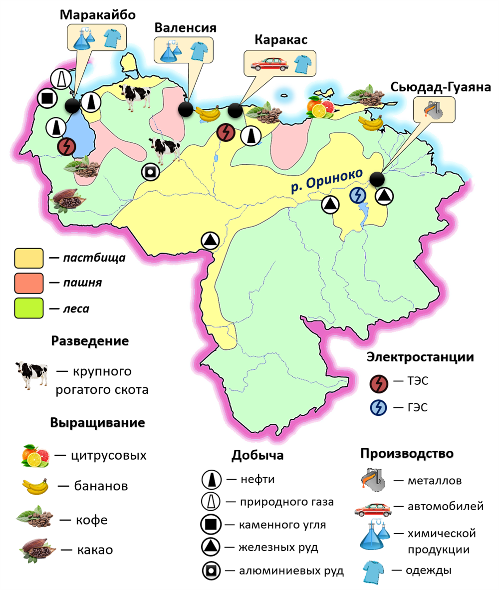 Основные районы выращивания каучука. Венесуэла промышленность карта. Карта полезных ископаемых Венесуэлы. Минеральные ресурсы Венесуэлы карта. Венесуэла на карте природные ресурсы.