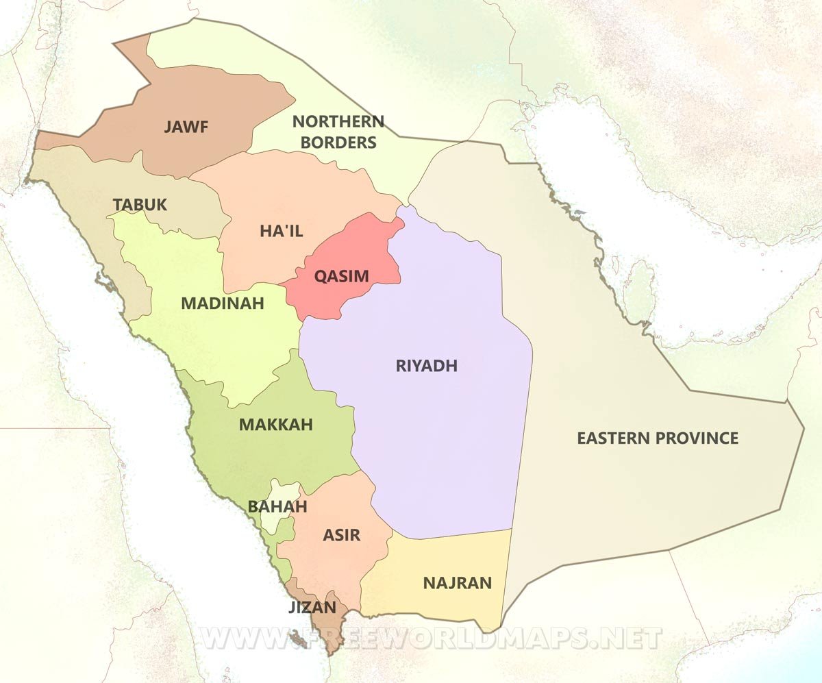 Карта саудовской аравии на русском языке с городами подробная