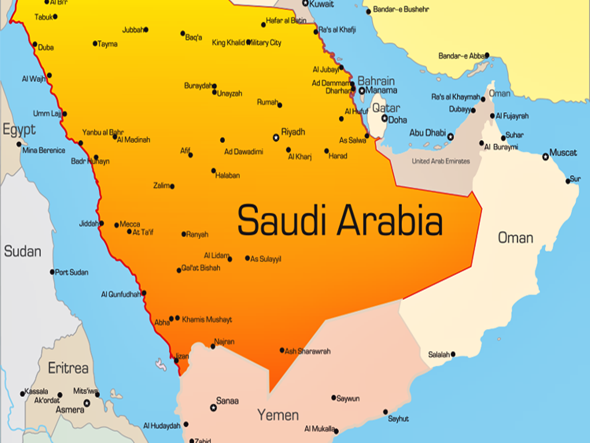Столица Саудовской Аравии на карте. Карта полуострова Саудовской Аравии. География саудовской аравии