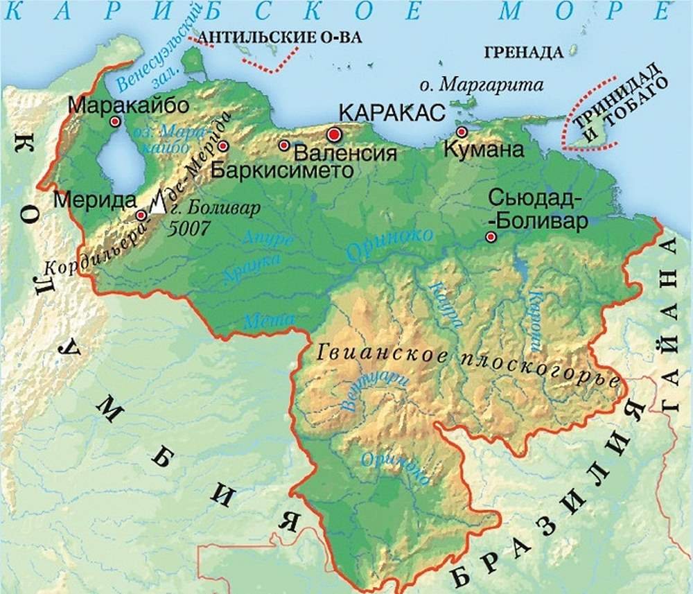 Залив Маракайбо на карте Южной Америки