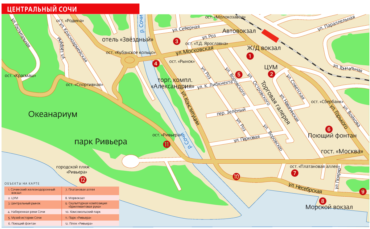 Карта олимпийского парка в Адлере