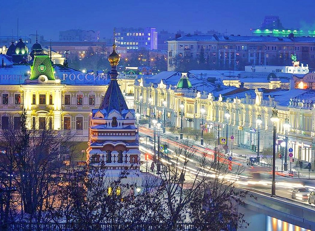 Улица Ленина Омск зима