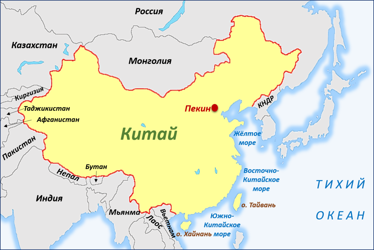 Границы Китая на карте