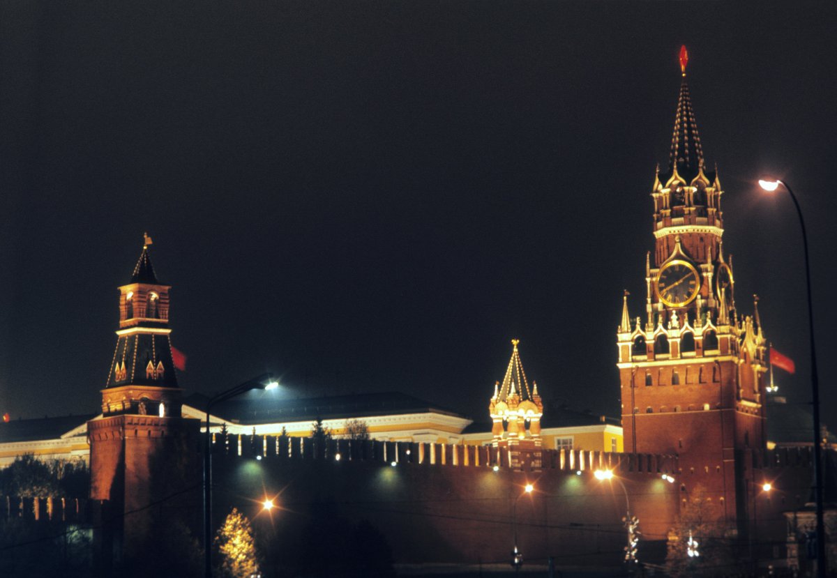Спасская башня Московского Кремля ночью