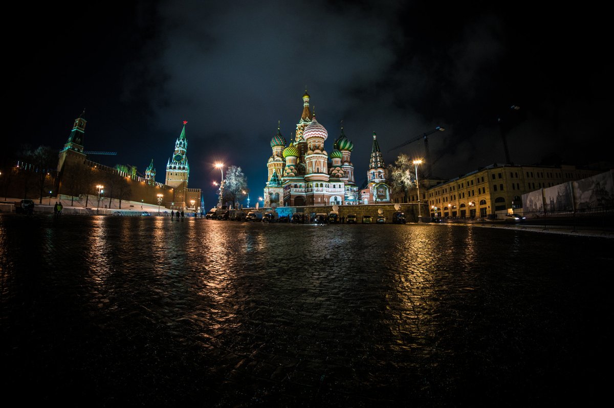 Ночная красная площадь в Москве