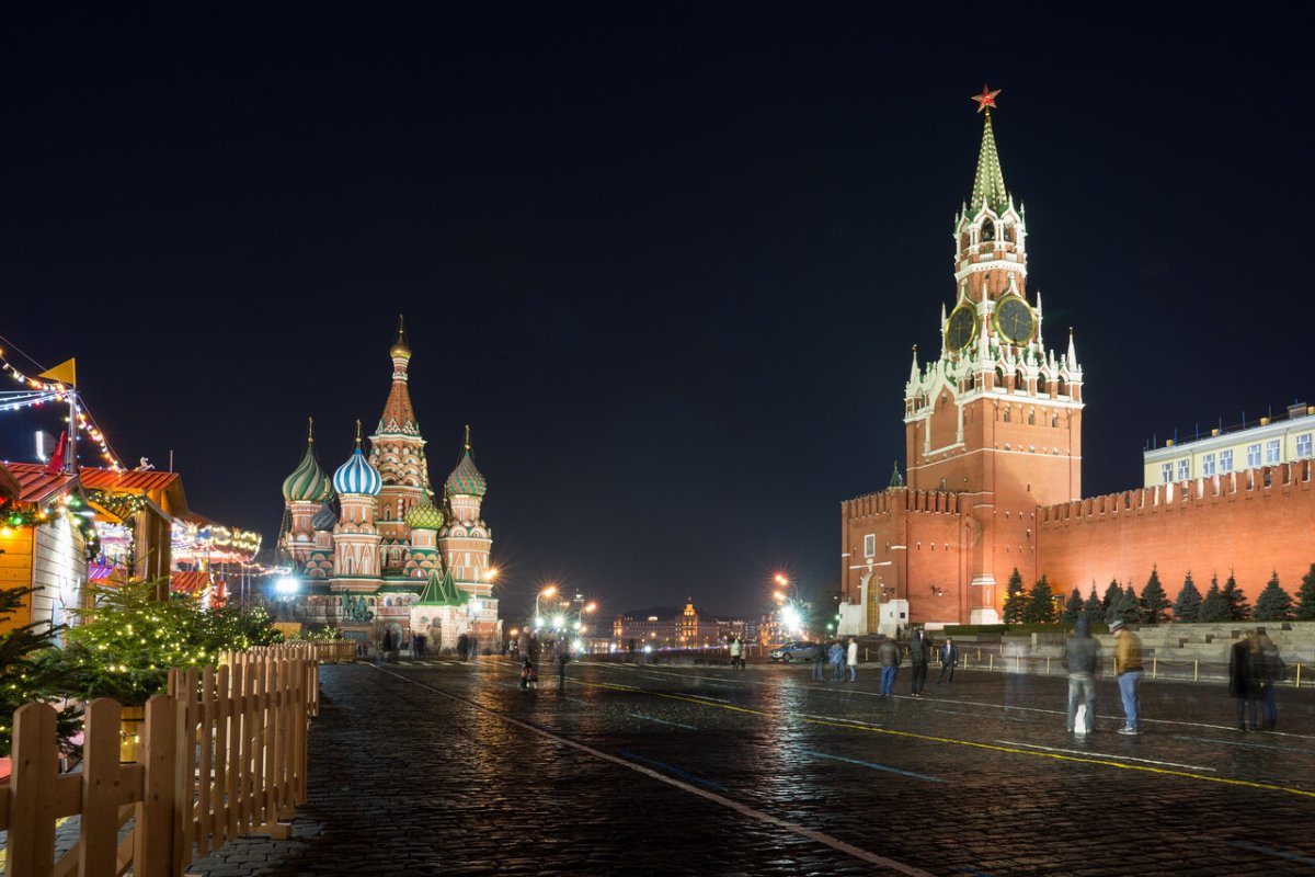 Ночная красная площадь в Москве