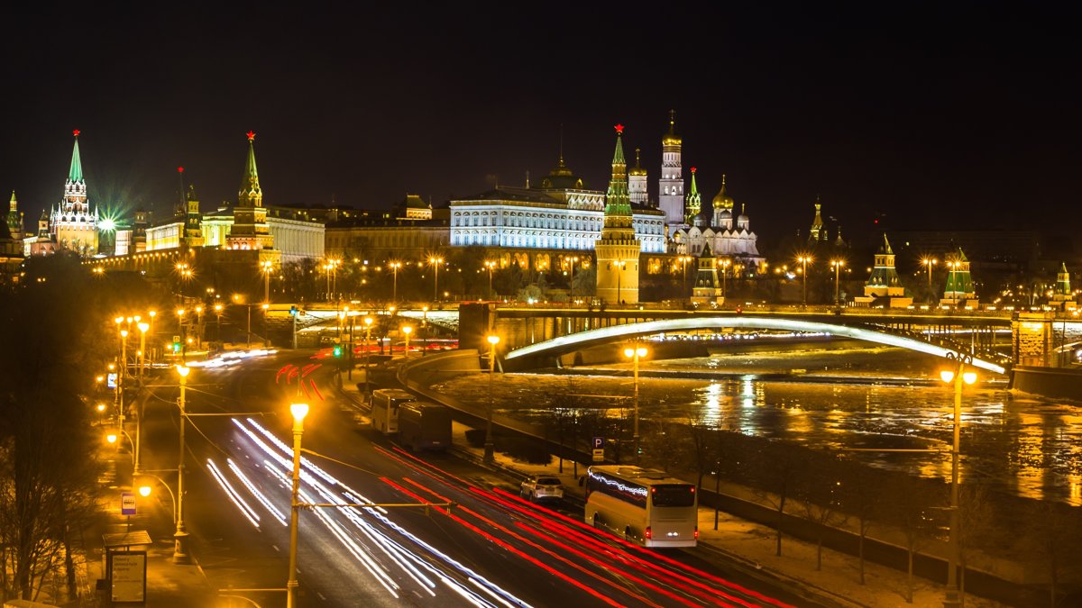 Кремль Москва nochyu