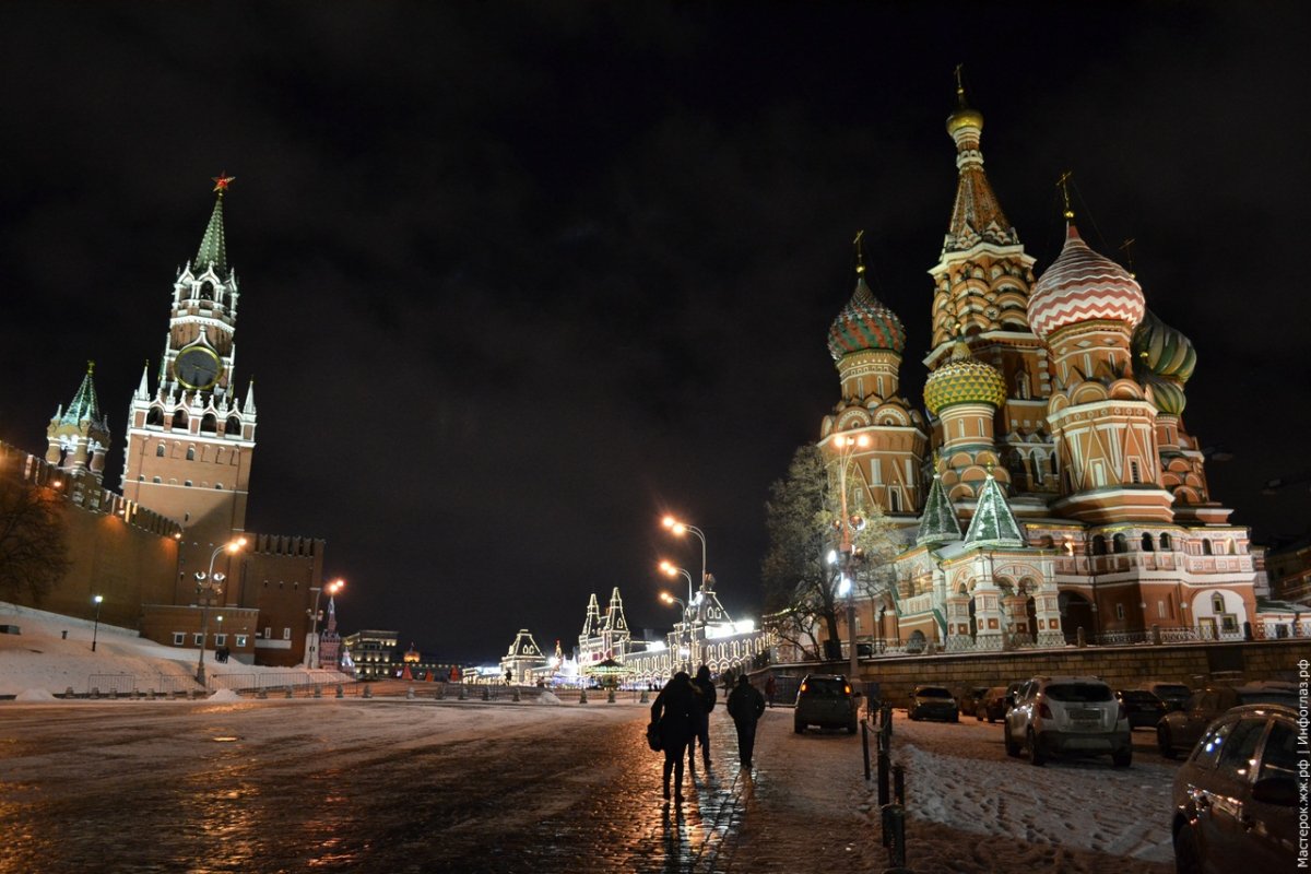 Москва Кремль зима ночь