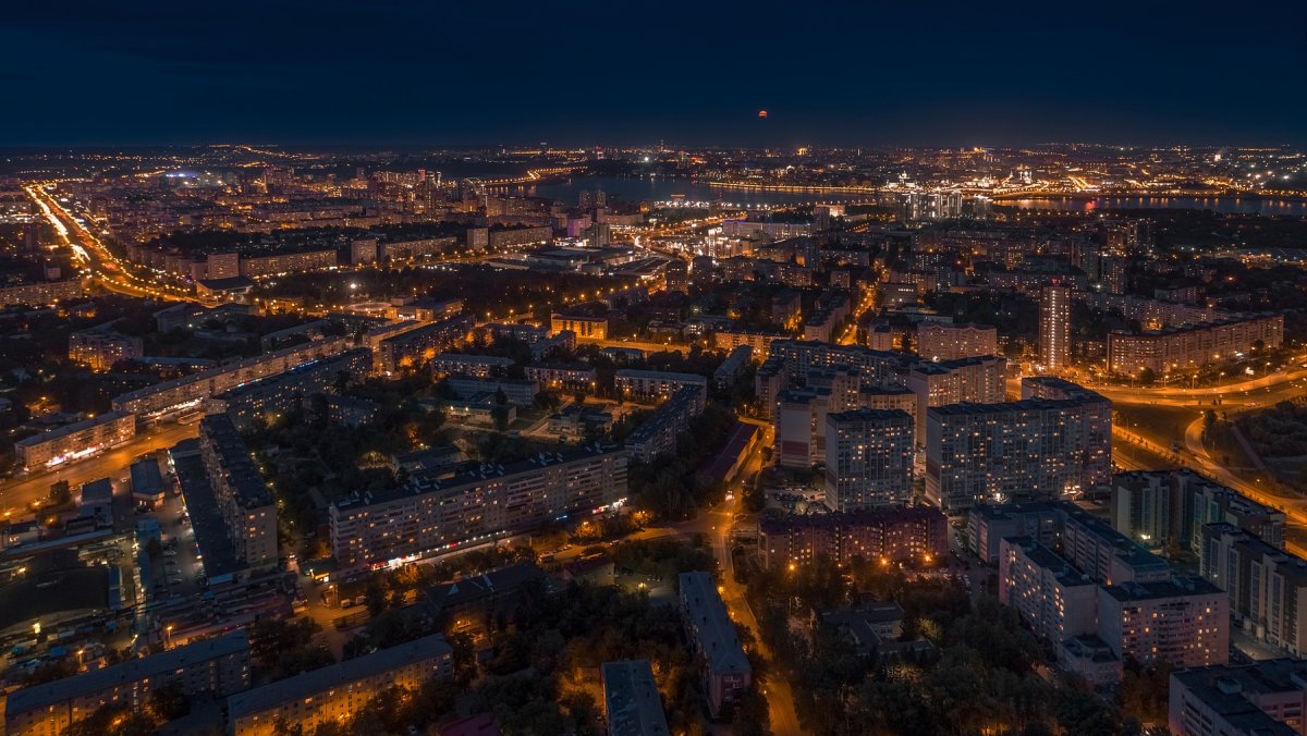 Ночной Ярославль с высоты