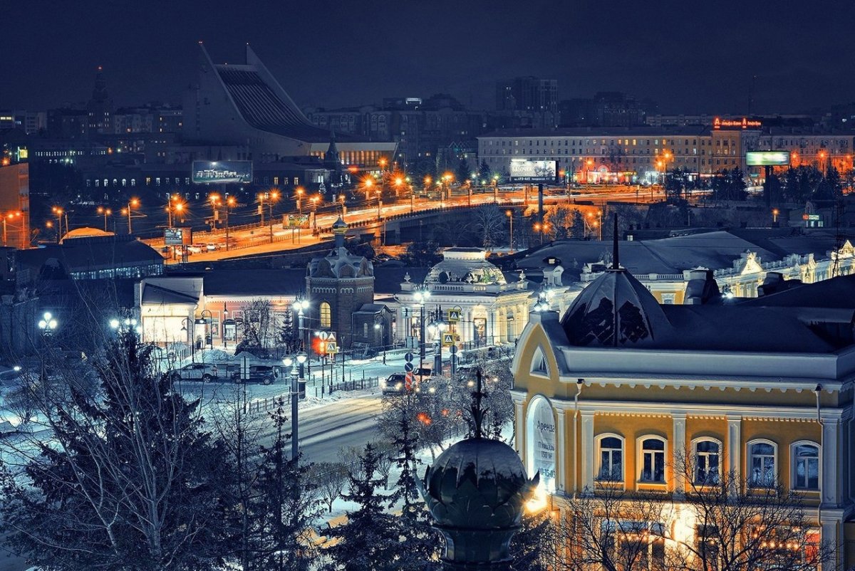 Улица Ленина Омск зимой