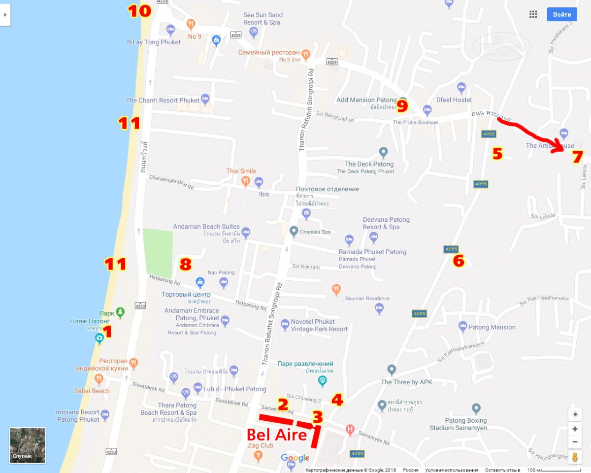 Патонг на карте