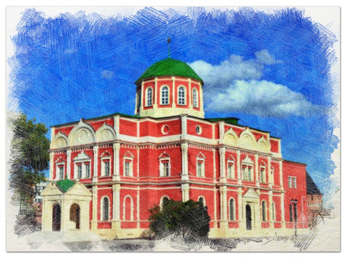 Богоявленский собор Тулы рисунок