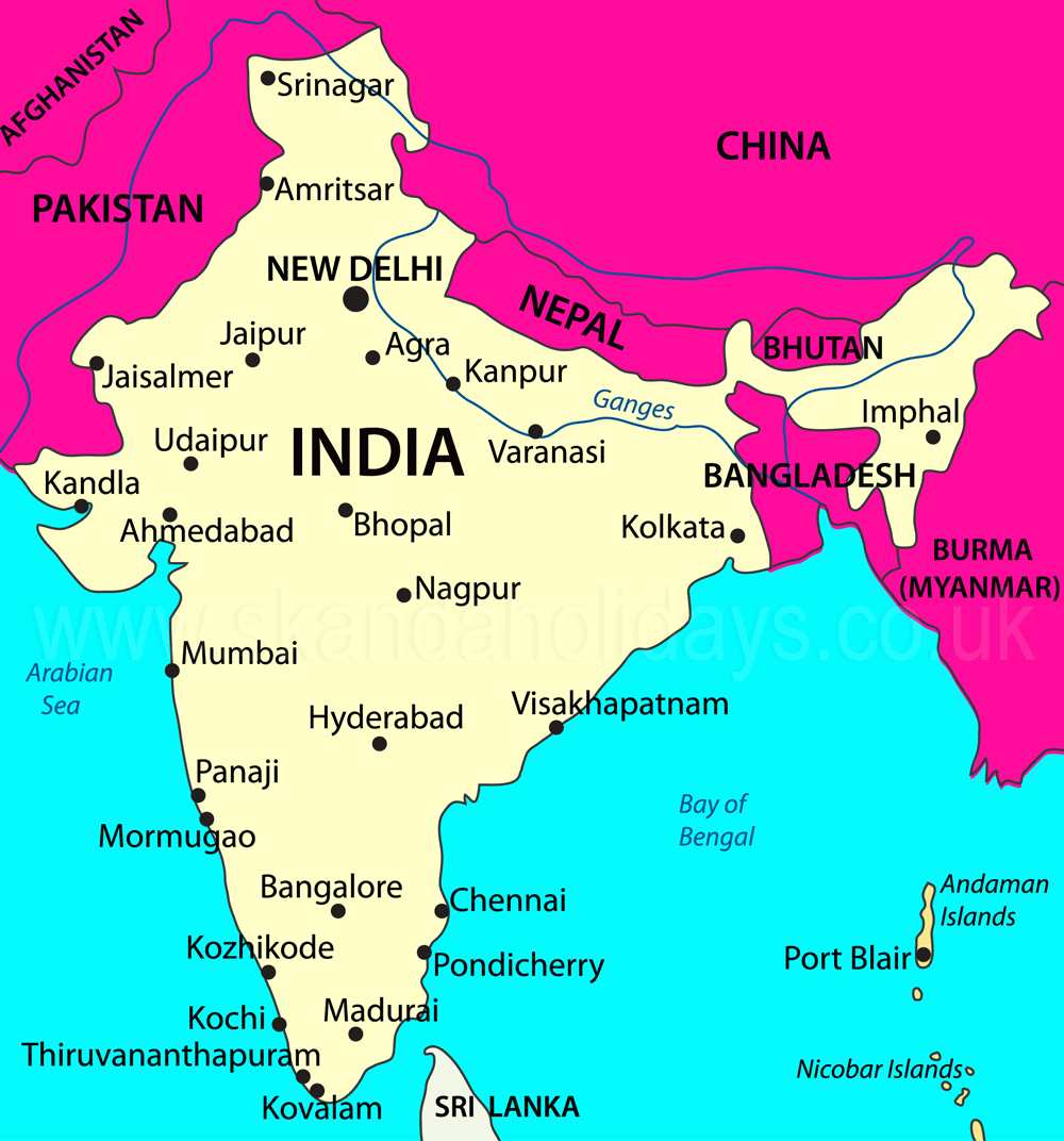 карта мира индия