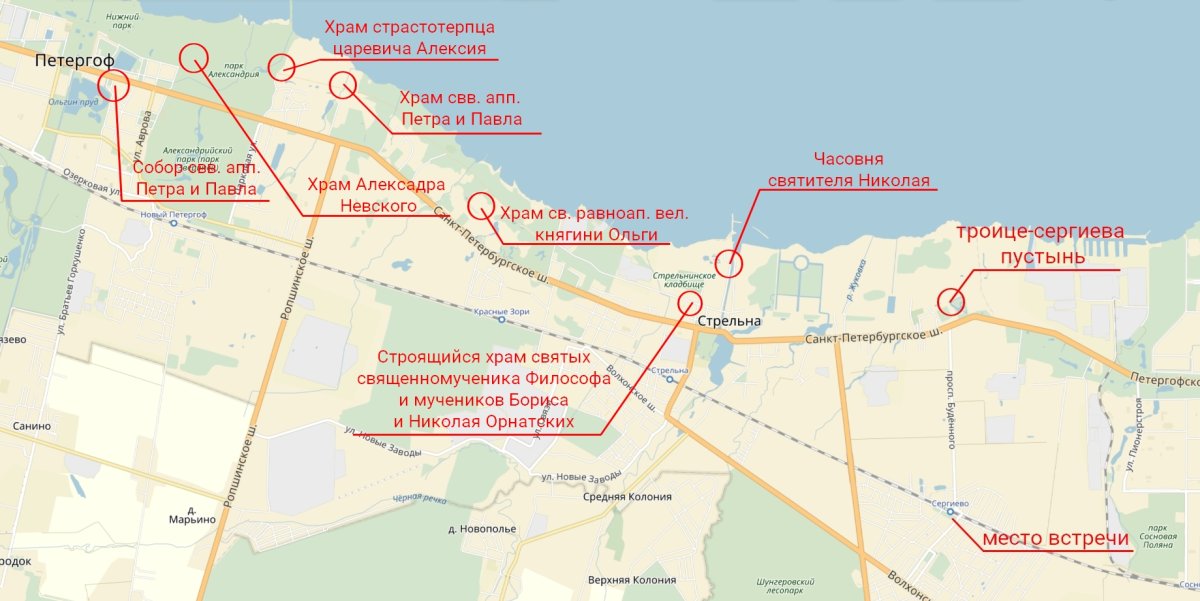 Карта Петергофа Нижний парк