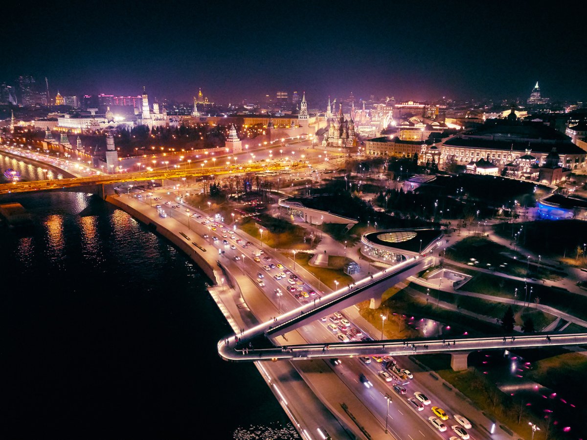 Ночная Москва Зарядье парк