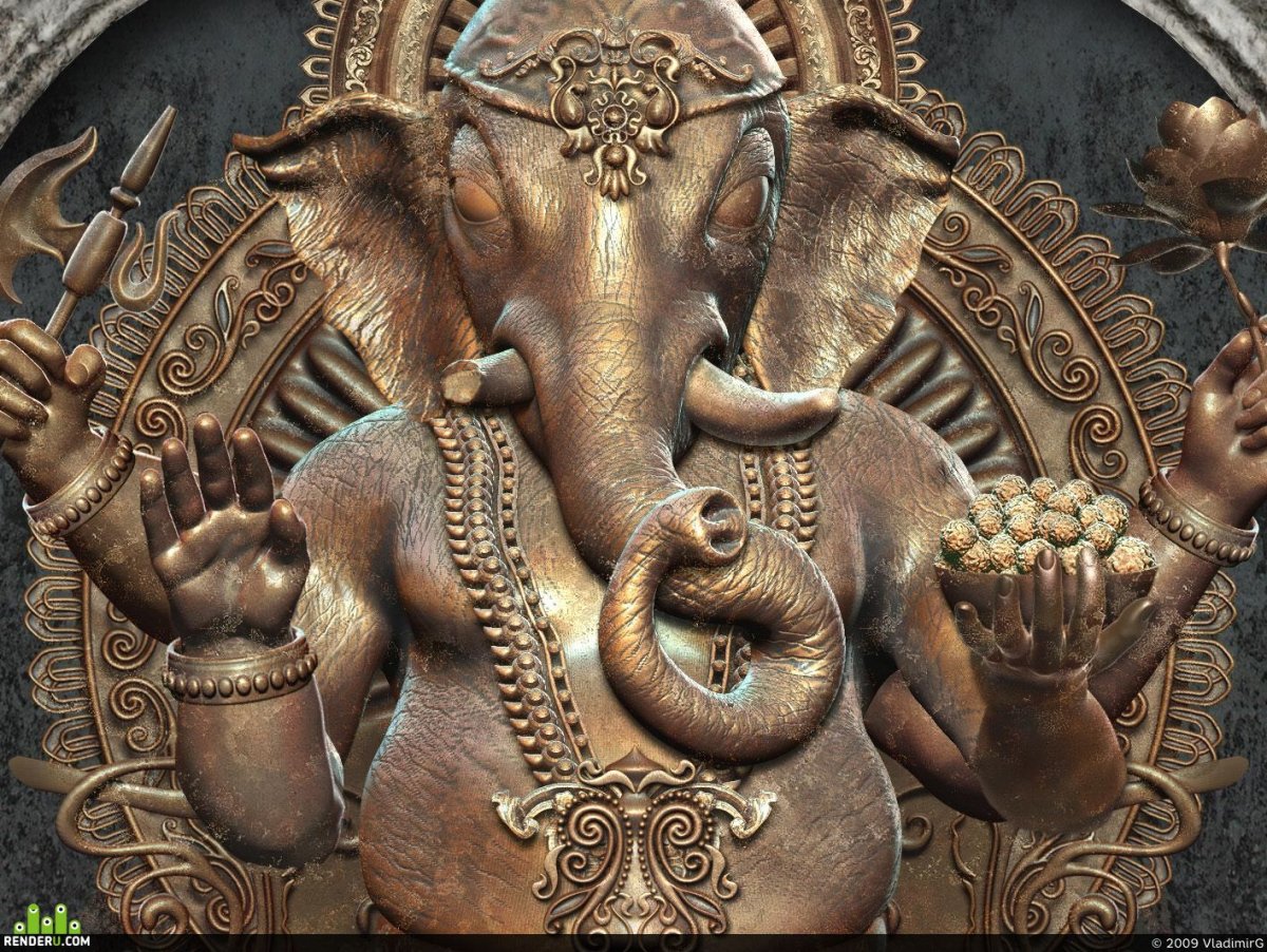 Божество с головой слона в индии